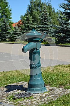 green vintage column water bowl