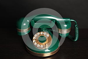 Green vintage corded phone