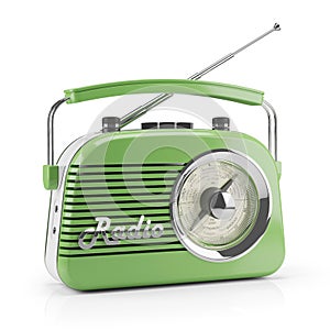 Green vintage portable radio 3D