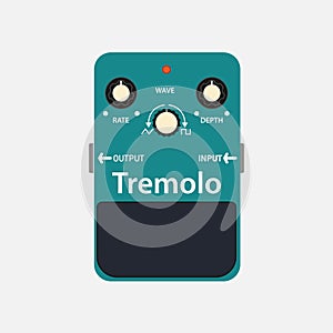 Green Vintage tremolo guitar stomp box effect.