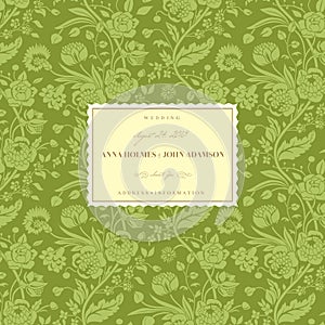 Green vintage wedding card