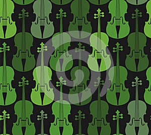 Green violins, seamless pattern.