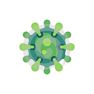 Green virus flat icon. SARS-CoV-2 novel coronavirus vector illustration