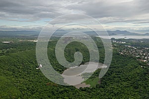 Green volcanic crater in Central america