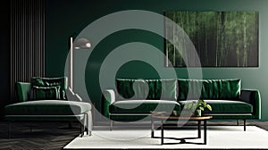 green wall art with a coffee table, cactus and framed poster in living room free mockups, in the style of james abbott mcneill