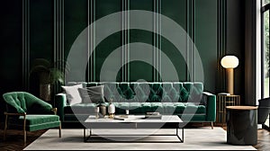 green wall art with a coffee table, cactus and framed poster in living room free mockups, in the style of james abbott mcneill