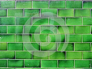 Green wall ceramic terracotta tile texture.