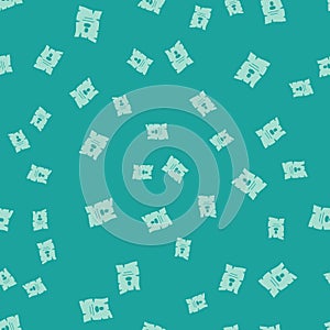 Green Wanted western poster icon isolated seamless pattern on green background. Reward money. Dead or alive crime outlaw