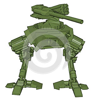 Green war robot, illustration, vector