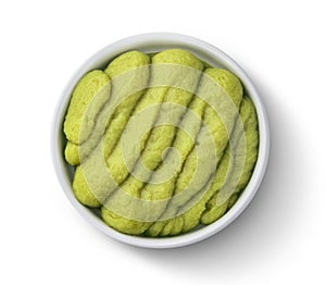 Green wasabi horseradish isolated on white background with clipping path, top view