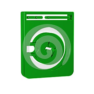 Green Washer icon isolated on transparent background. Washing machine icon. Clothes washer - laundry machine. Home