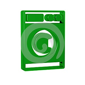 Green Washer icon isolated on transparent background. Washing machine icon. Clothes washer - laundry machine. Home