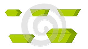 Verde sciupare saltare posacenere impostato composto da icone 