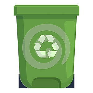 Green waster sorting cart icon cartoon vector. Plastic garbage