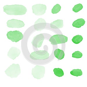 Green water colour brushes vector collection