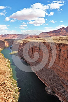 Green water of the river Colorado in abrupt coast