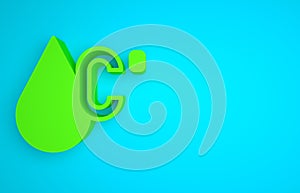 Green Water temperature icon isolated on blue background. Minimalism concept. 3D render illustration