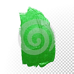 Green watercolor brush abstract stroke. Vector oil paint. Polish smear