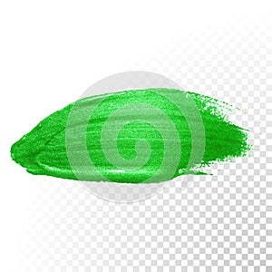 Green watercolor brush abstract stroke. Vector oil paint. Polish smear