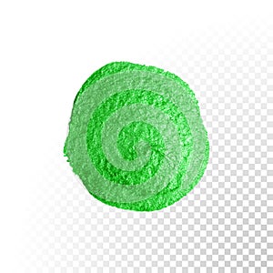 Green watercolor brush blob. Vector oil paint smear. Polish stain.