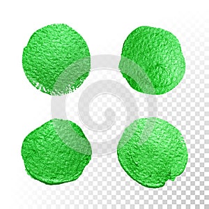 Green watercolor brush blob. Vector oil paint smear. Polish stains.