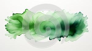 Green watercolor brush stroke isolated on white background. Green watercolor brush stroke background. Horizontal format for