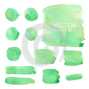 Green watercolor brush strokes. Vector brush stroke