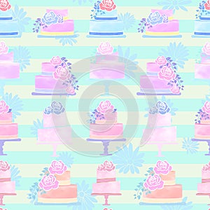 Green Watercolor Cake Pattern Background