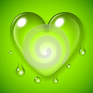 Green Waterdrop Heart