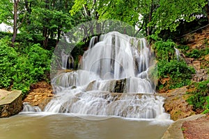 Green waterfall with name Lucky, Slovakia
