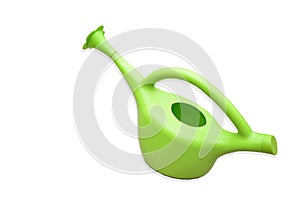 Green watering can isolated on white background.