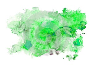 Green watery illustration.Abstract watercolor hand drawn image.