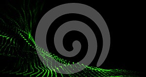 Green Wave Particle Pattern Loop Animation 4k Video.