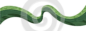 Green wave ribbon eco banner vector background with texture..Elegant wavy horizontal pattern. Abstract field