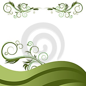 Green Wave Vine Flourishes Background