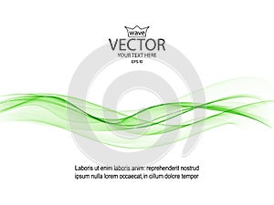 Green wave on a white background. Brochure design template, abstract background.
