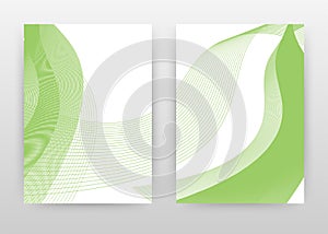 Green waved lines design for annual report, brochure, flyer, poster. Green wave lines on white background vector illustration for