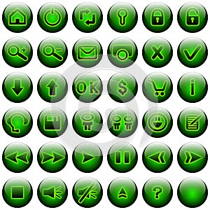 Green Web Buttons Set