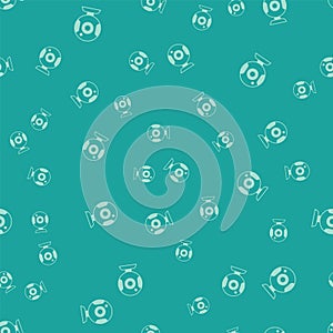Green Web camera icon isolated seamless pattern on green background. Chat camera. Webcam icon. Vector