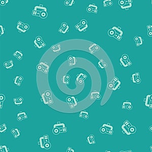 Green Web camera icon isolated seamless pattern on green background. Chat camera. Webcam icon. Vector