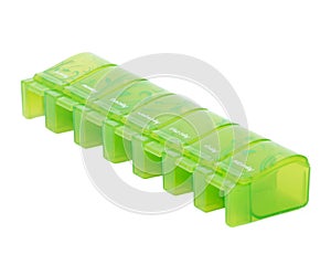 Green weekly pill organizer