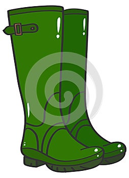 Green wellington boots