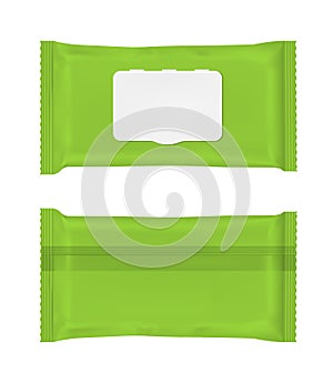 Green wet wipes package with flap