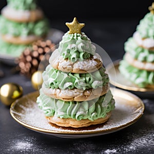 Green Whipped Cream Christmas Tree Cookies With Sprinkles
