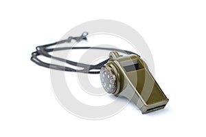 The green whistle on a white background