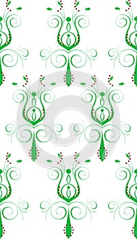 Green White Abstract Flower