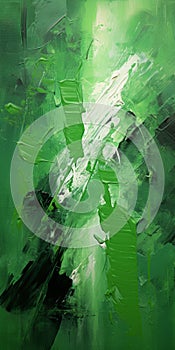 Green And White Abstract Painting With Ominous Gothic Vibes photo