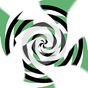 green white black abstract swirl design with rings shapes