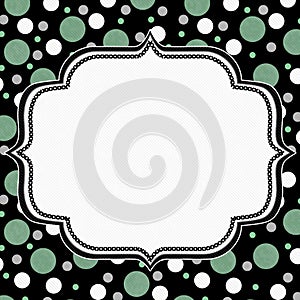 Green, White and Black Polka Dot Frame Background