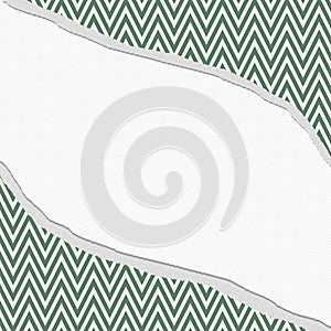 Green and White Chevron Zigzag Frame with Torn Background